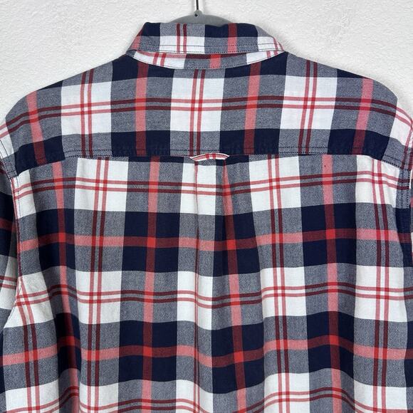 Chaps Mens L Classic Oxford Long Sleeve Shirt Red/White/Blue nautical preppy - Picture 4 of 10